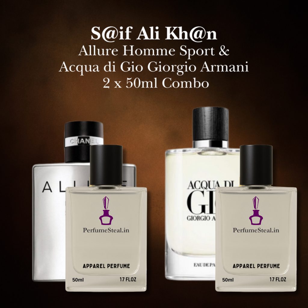 Saif Ali Kh@n - Allure Homme Sport & Acqua di Gio Giorgio Armani 5ml Combo by PerfumeSteal