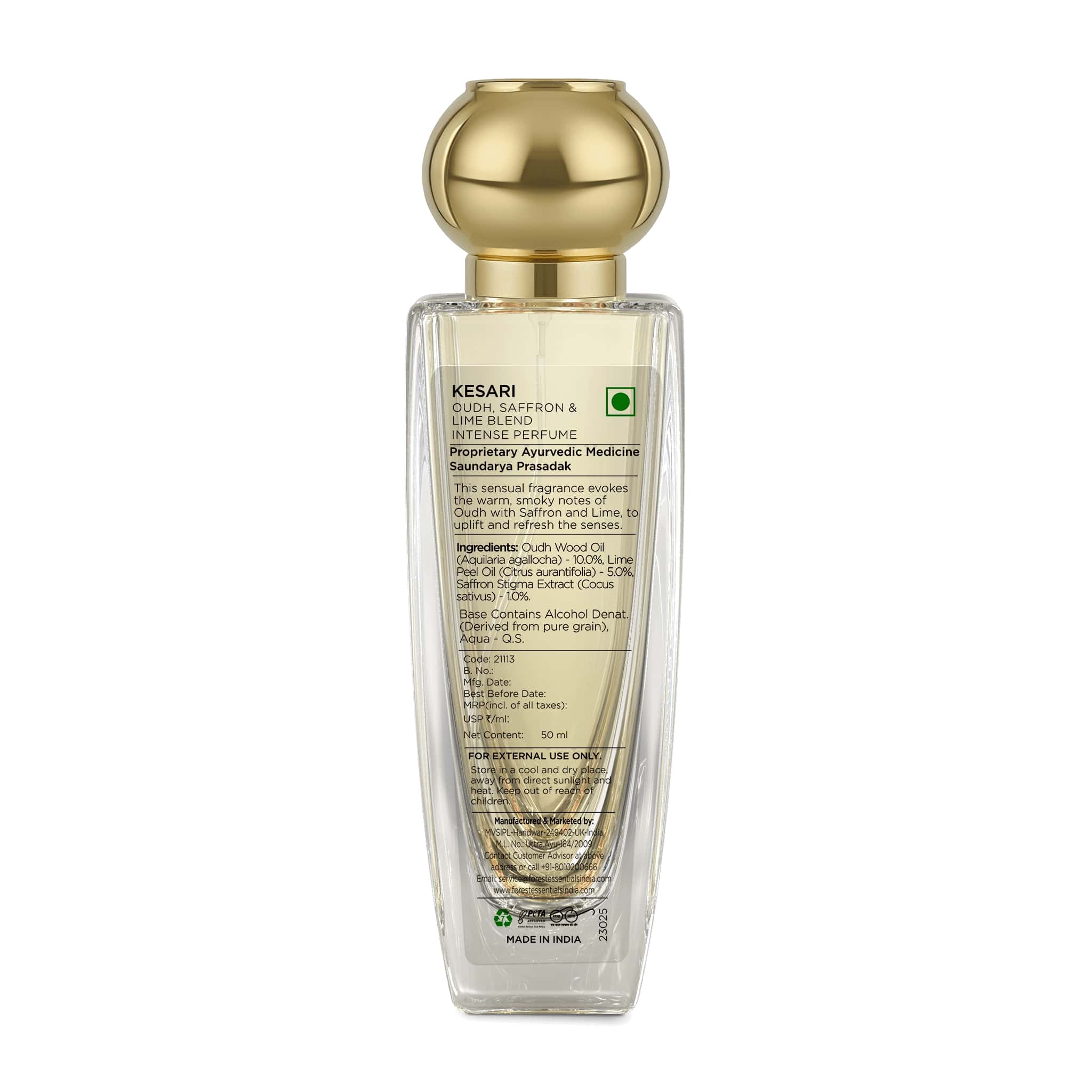 Lime, Saffron & Oudh Intense Perfume by Forest Essentials